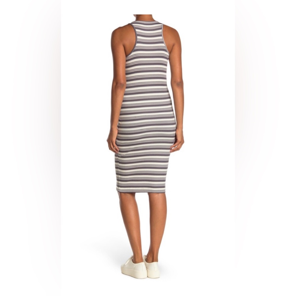 Laundry BY DESIGN V-Neck Racerback Ribbed Striped Tank Dress Brand New - Large - Picture 2 of 6